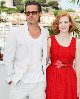 Jessica Chastain And Brad Pitt At Cannes Film Festiival