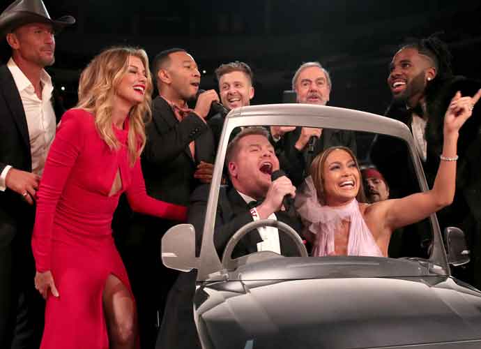 2017 Grammys: James Corden Leads Keith Urban, John Legend, Jennifer Lopez In ‘Sweet Caroline’ Carpool Karaoke