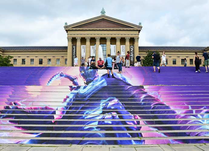 ‘Blue Beetle’ Shows Its Colors On The Famous Steps Of The Philadelphia Art Museum