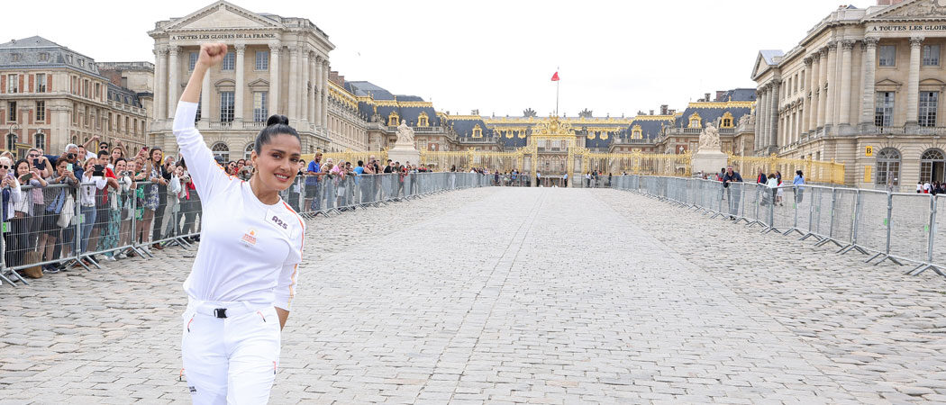 Salma Hayek Joins Torch Relay In Versailles As Paris Olympics Approach