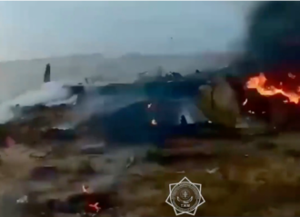 VIDEO: Firefighters Tackle Flaming Wreckage Of Azerbaijan Airlines Crash WIth 29 People Surviving