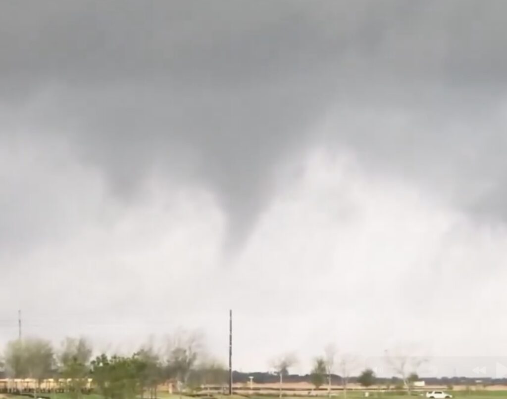 VIDEO: Funnel Cloud Looms Amid Tornado Warning in Katy, Texas