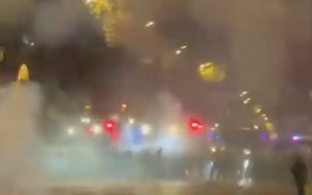 VIDEO: Protesters Launch Fireworks At Police In Tbilisi