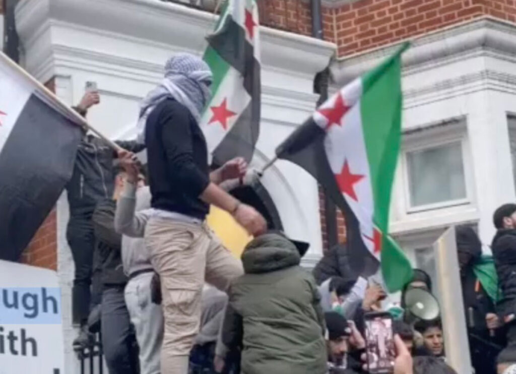 VIDEO: Syrians Celebrate Opposition’s Victories Outside Russian Embassy In London