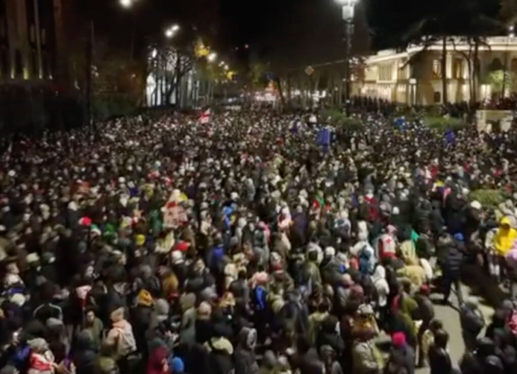 VIDEO: Police & Protesters Clash in Tbilisi As Unrest Continues Following EU Talks Suspension