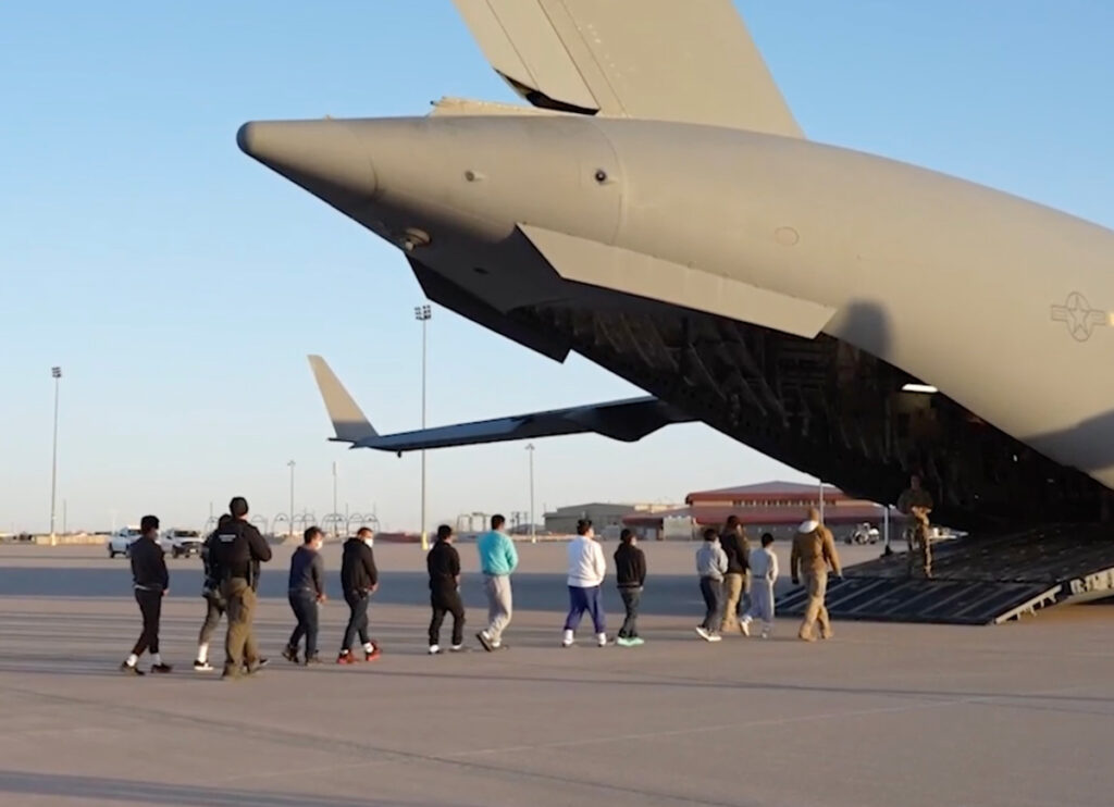 VIDEO: Footage Shows First Deportation Flight Under Trump Administration