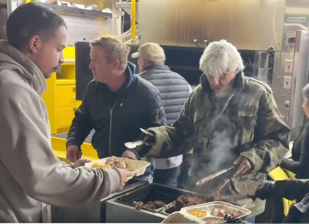 VIDEO: Jay Leno Serves Food To Firefighters In Pacific Palisades Fighting L.A. Fires