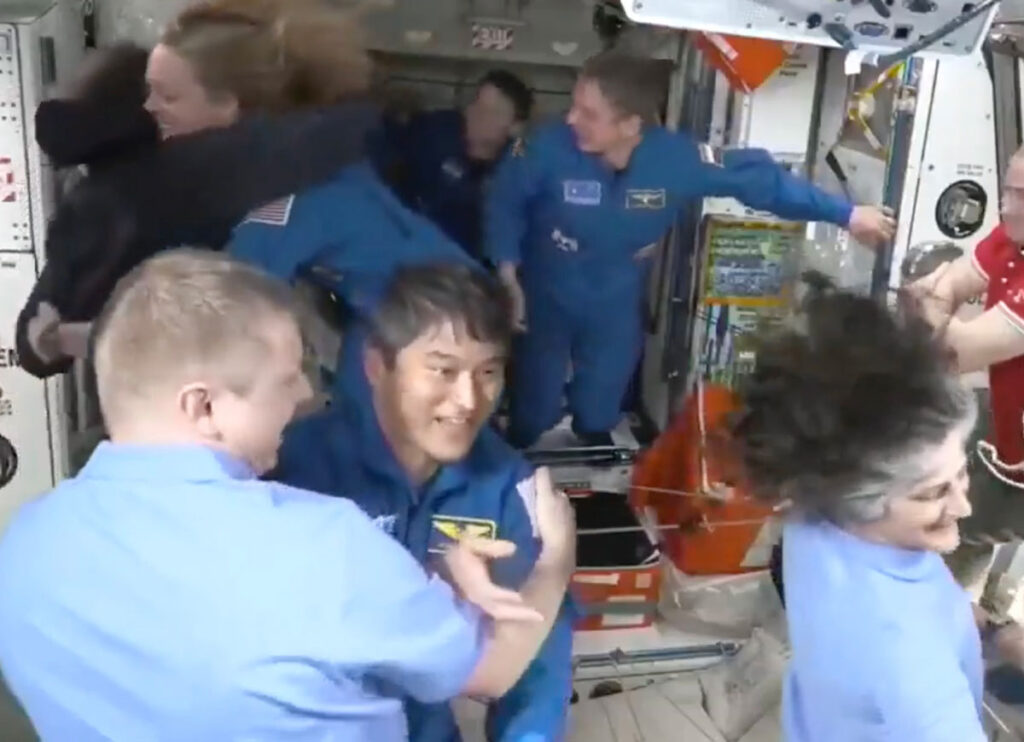 VIDEO: Stranded Astronauts Welcome Replacements At International Space Station