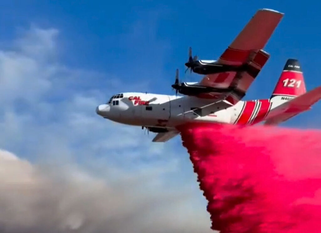 VIDEO: Airtanker Dropping Retardant As Fire Crews Worked On Gifford Fire In San Luis Obispo, California