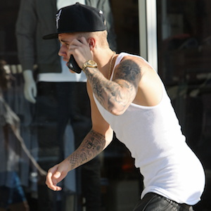 Justin Bieber Dons Leather Shorts For Run