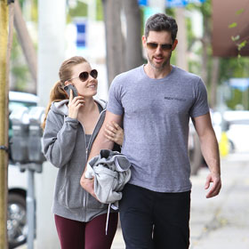 Amy Adams And Fiance Darren Le Gallo Workout At The Gym And On Set