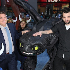 Jonah Hill & Jay Baruchel Pose With Toothless At 'How To Train Your Dragon 2' Premiere
