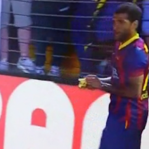 Soccer Player Dani Alves Eats Banana Tossed At Him By Racist Fan