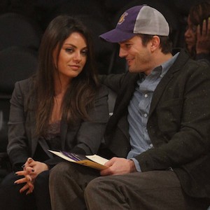 Mila Kunis And Ashton Kutcher Sit Courtside At Los Angeles Lakers Game