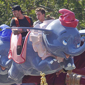 David Beckham And Brooklyn Beckham Ride The Elephants At Disneyland